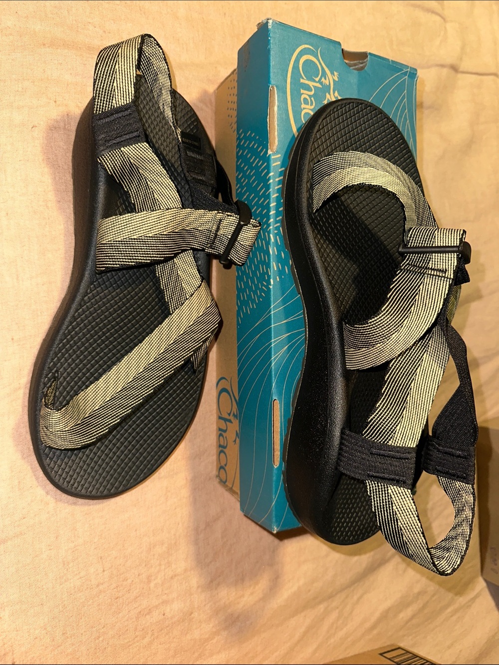 Chaco Men's Sandals in Black with Light Tan Straps